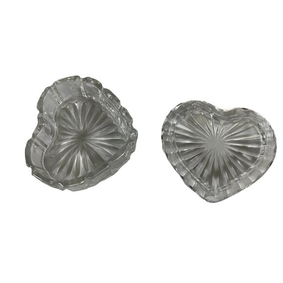 Vintage Heart Shaped Glass Trinket Box Jewelry 3 1/2" Beautiful - Picture 3 of 5